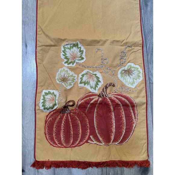 Embroidered Pumpkin Table Runner 17" X 71" Fall Decor By Haymarket Square Nicole - Picture 2 of 4